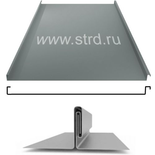 Фальцевая панель Grand Line фальц двойной стоячий 625/550мм Полиэстер 0.45мм RAL 7005 (серый)