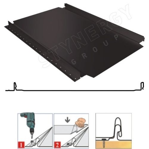 Фальцевая панель Stynergy Smart фальц Pro 521/480мм Rooftop Кашемир Лайт матовый 0.5мм RR 32 (коричневый)