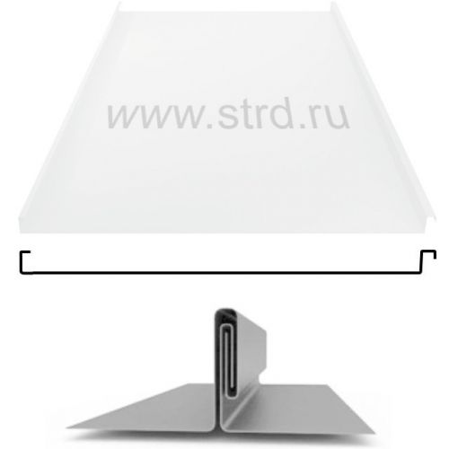 Фальцевая панель Grand Line фальц двойной стоячий 625/550мм Полиэстер 0.5мм RAL 9003 (белый)