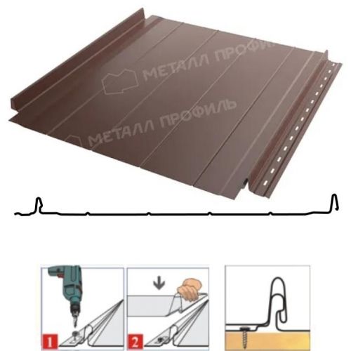 Фальцевая панель Металл Профиль Fastclick-H 531/485мм Viking 0.45мм RAL 8017 (коричневый)