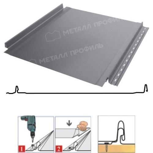 Фальцевая панель Металл Профиль Fastclick 531/485мм Valori 0.5мм Grey (серый)