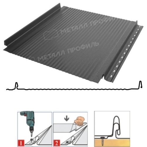 Фальцевая панель Металл Профиль Fastclick-B 531/485мм Valori 0.5мм Dark Grey (серый)