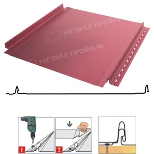 Фальцевая панель Металл Профиль Fastclick 531/485мм Norman 0.5мм RAL 3005 (вишневый)