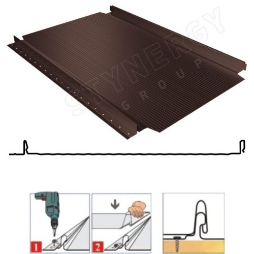 Фальцевая панель Stynergy Smart фальц Pro гофрированный 521/480мм Rooftop Кашемир матовый (Rooftop Ultra Matte) 0.5мм RAL 8017 (коричневый)