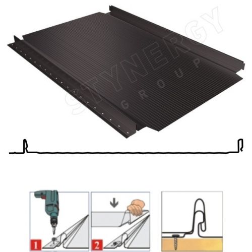 Фальцевая панель Stynergy Smart фальц Pro гофрированный 521/480мм Rooftop Кашемир матовый (Rooftop Ultra Matte) 0.5мм RR 32 (коричневый)