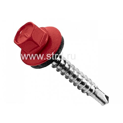 Саморез кровельный (сверло) дерево/металл ROOFRetail (эконом) 4,8*28мм RAL 3011 (красный) 250шт/упак