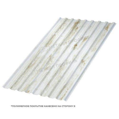 Профлист МЕТАЛЛ ПРОФИЛЬ МП-20x1100-B (ECOSTEEL_MA-01-Беленый Дуб-0,5)