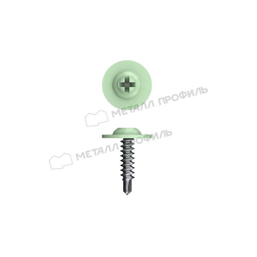 Саморез 4,2х16 RAL 6019 (бело-зеленый) с прессшайбой со сверлом