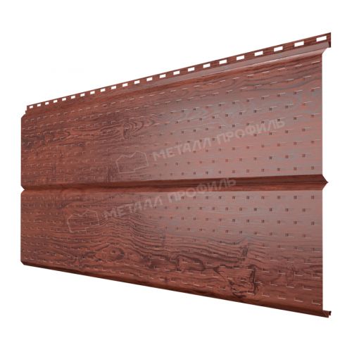 Софит МЕТАЛЛ ПРОФИЛЬ перфор. Lбрус-XL-14х335 (ECOSTEEL_T-12-Античный Дуб-0.45)