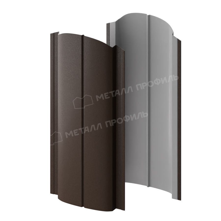 Штакетник металлический МЕТАЛЛ ПРОФИЛЬ ELLIPSE-O 19х126 (VALORI-20-DarkBrown-0.5)
