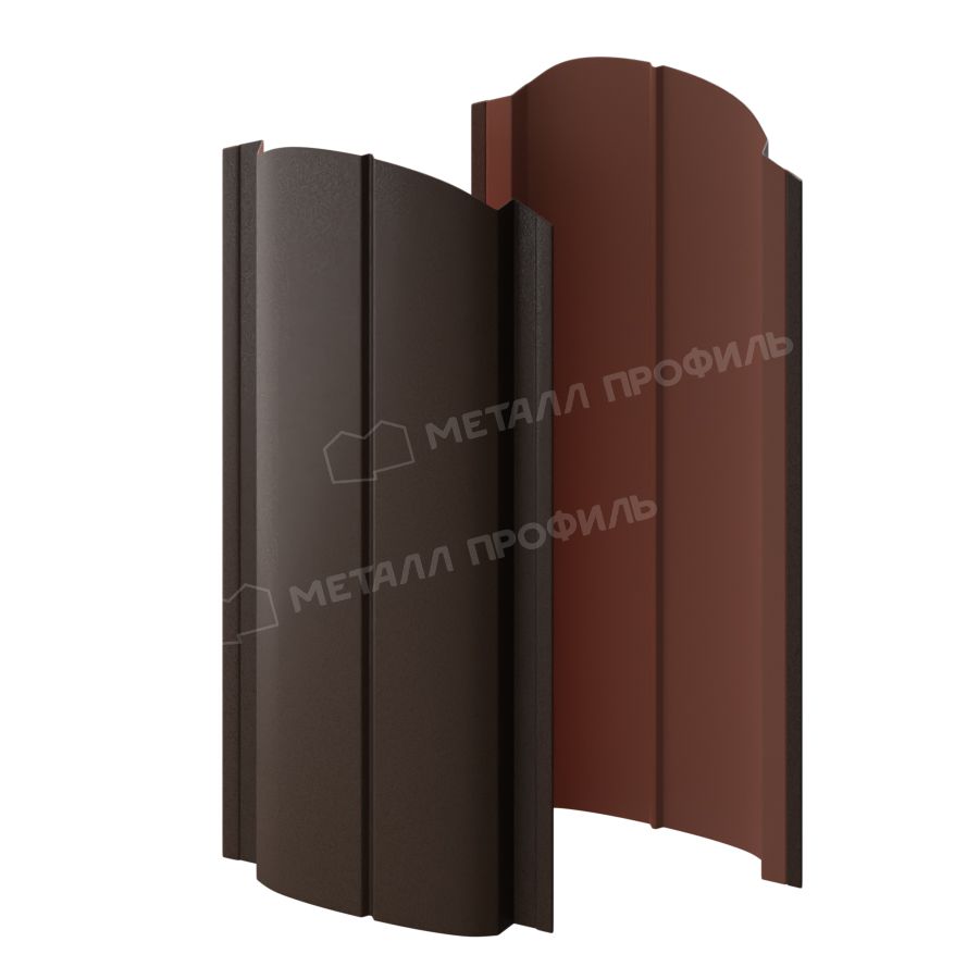 Штакетник металлический МЕТАЛЛ ПРОФИЛЬ ELLIPSE-O 19х126 (VALORI-20-DarkBrown\Color-0.5)
