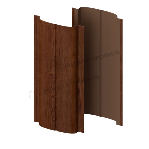 Штакетник металлический МЕТАЛЛ ПРОФИЛЬ ELLIPSE-T 19х126 (ECOSTEEL-01-МореныйДуб-0.5)