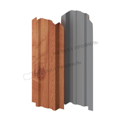 Штакетник металлический МЕТАЛЛ ПРОФИЛЬ LANE-O 16,5х99 (ECOSTEEL_Lite_T-12-Золотой Орех-0.4)
