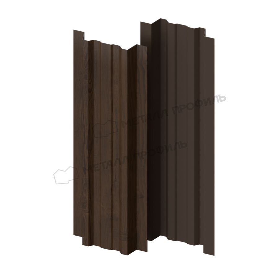 Штакетник металлический МЕТАЛЛ ПРОФИЛЬ LANE-T 16,5х99 (ECOSTEEL_MA-01-МореныйДуб-0.5)
