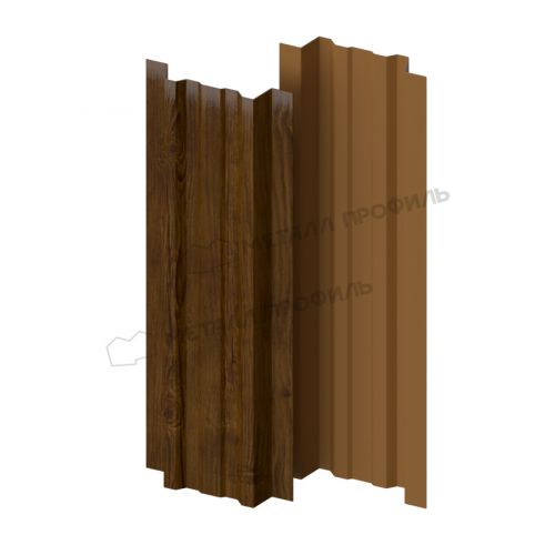 Штакетник металлический МЕТАЛЛ ПРОФИЛЬ LANE-T 16,5х99 (ECOSTEEL_T-01-ЗолотойДуб-0.5)
