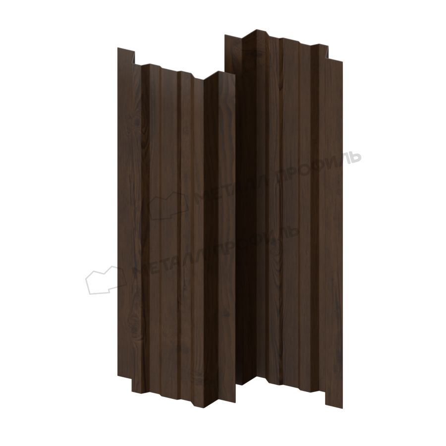Штакетник металлический МЕТАЛЛ ПРОФИЛЬ LANE-T 16,5х99 (ECOSTEEL_МАД-01-МореныйДуб-0.5)
