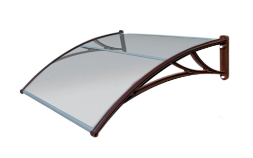 Козырек Krovent из поликарбоната 1200х930х280 прозрачный (коричневый кронштейн)