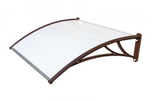Козырек Krovent из поликарбоната 1200х930х280 молочный (коричневый кронштейн)