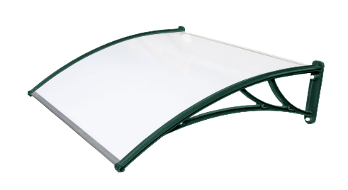 Козырек Krovent из поликарбоната 1200х930х280 молочный (зеленый кронштейн)