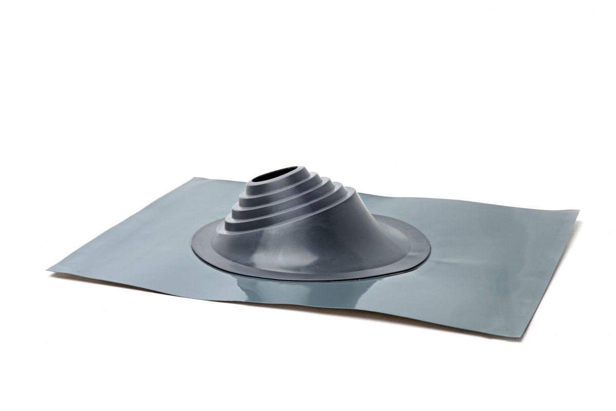 Проходной элемент (мастер флеш) угловой №1 (75-200мм) +185 EPDM (металлический окрашенный фланец) серый
