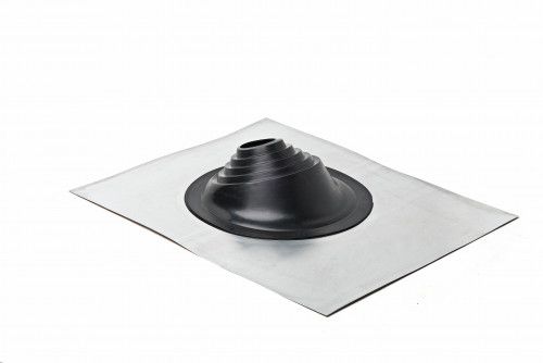 Проходной элемент (мастер флеш) угловой №1 (75-200мм) +185 EPDM (металлический неокрашенный фланец) черный