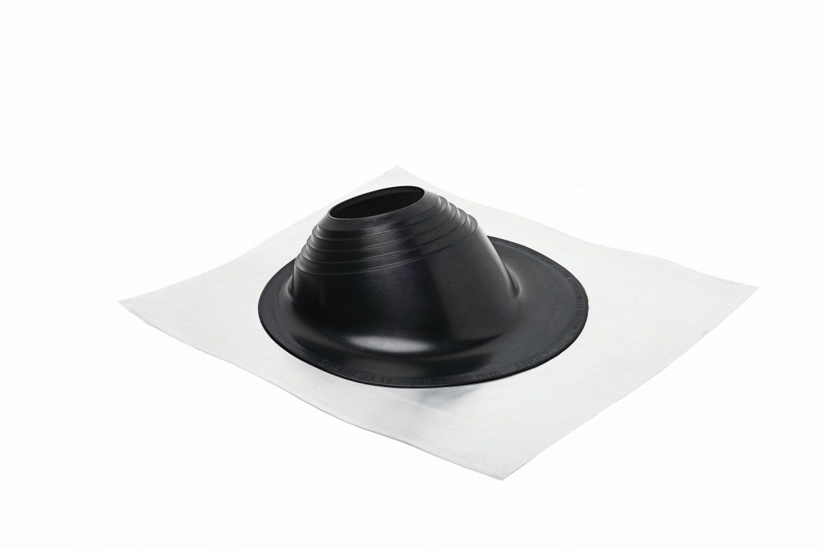 Проходной элемент (мастер флеш) угловой №2 (180-280мм) +240 силиконовый (металлический неокрашенный фланец) черный