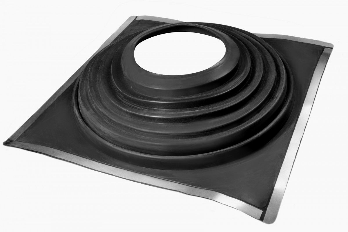 Проходной элемент (мастер флеш) комби №10 (380-760мм) +185 EPDM (с хомутом) черный