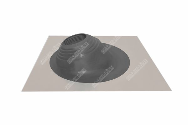 Проходной элемент (мастер флеш) угловой №2 (180-280мм) +185 EPDM (металлический неокрашенный фланец) серый