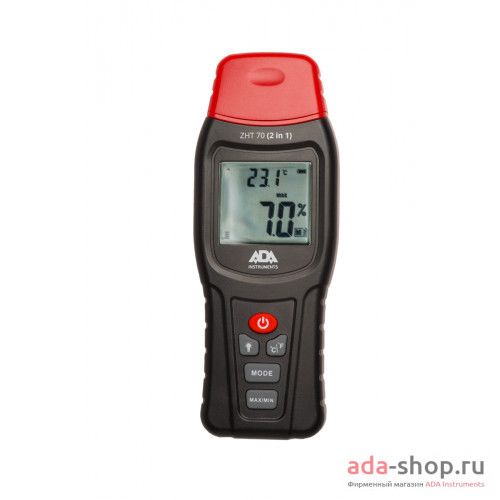 Измеритель влажности и температуры ADA ZHT 70 контактный 2в1 (древесина, стройматериалы, температура воздуха)