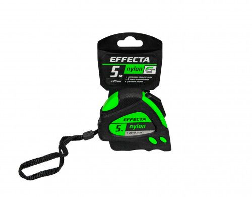 Рулетка Effecta Nylon 5м с магнитом, 2 фиксатора (580525)
