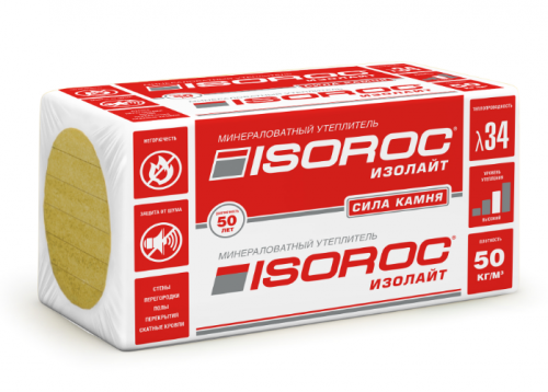 Утеплитель Isoroc Изолайт 50 1000х600х100 (0,24м3)