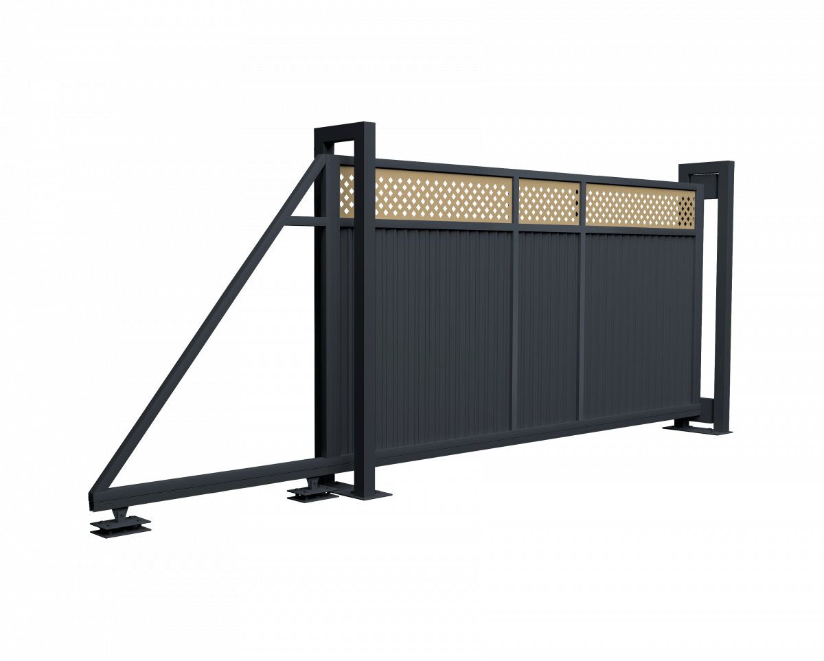Ворота откатные Estet Plus 2,4х4,5 RAL 7024/1014