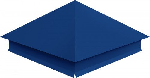 Колпак на столб 390х390мм с отливом 0,45 ПЭ с пленкой RAL 5005 сигнальный синий
