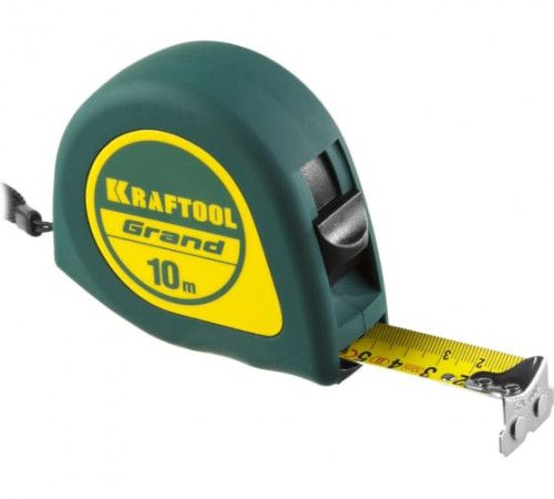 Рулетка Kraftool Grand 10м/25мм с ударостойким корпусом (ABS) и противоскользящим покрытием (34022-10-25)