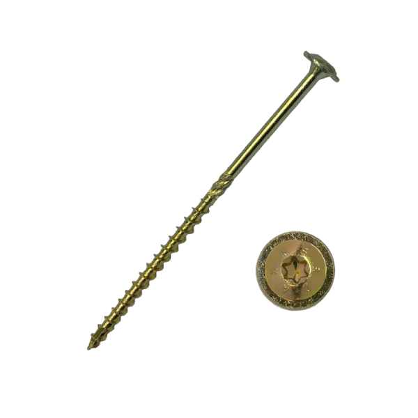 Саморез конструкционный тарельчатый Daxmer 6,0х180 (100шт) Torx желтый цинк