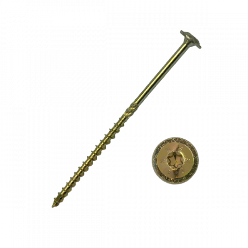 Саморез конструкционный тарельчатый Daxmer 8,0х160 (50шт) Torx желтый цинк