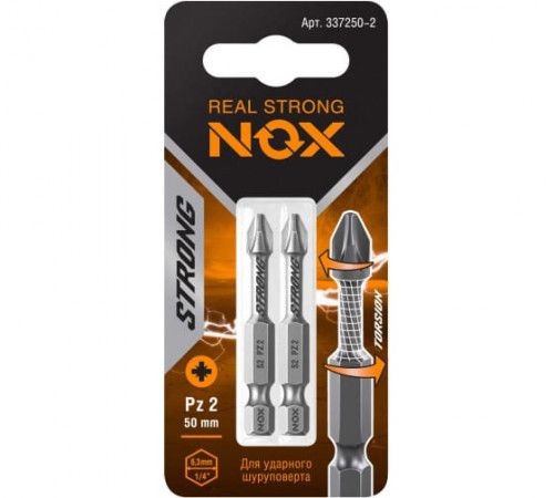Бита торсионная Nox Strong Pz2х50мм E6,3 2 штуки карта (337250-2)