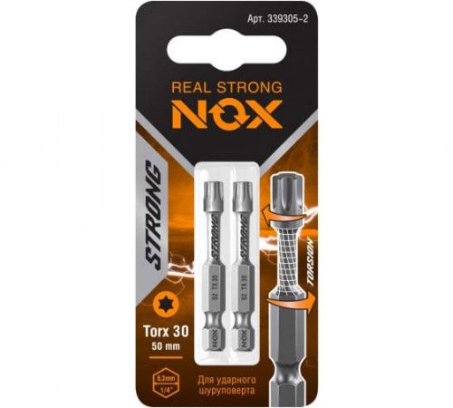 Бита торсионная Nox Strong TX30х50мм E6,3 2 штуки карта (339305-2)