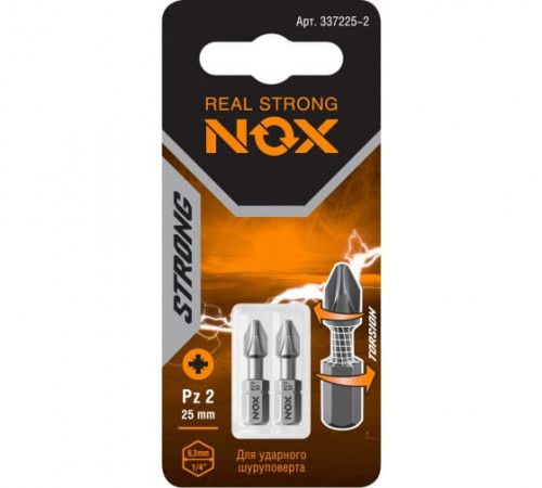 Бита торсионная Nox Strong Pz2х25мм C6,3 2 штуки карта (337225-2)