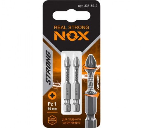 Бита торсионная Nox Strong Pz1х50мм E6,3 2 штуки карта (337150-2)