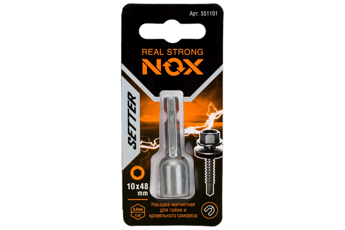Ключ-насадка магнитная Nox Nut Setter 10x48мм карта (551101)