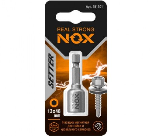 Ключ-насадка магнитная Nox Nut Setter 13x48мм карта (551301)